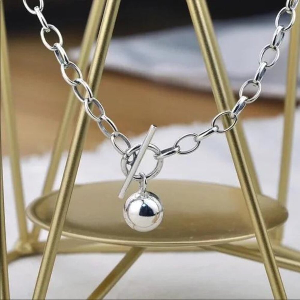 18” NEW 925 STERLING SILVER ROUND BEAD NECKLACE - Picture 5 of 6
